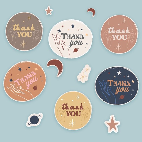 ADOSEOFDETAIL Other - 200 Celestial Cosmos Thank You Stickers